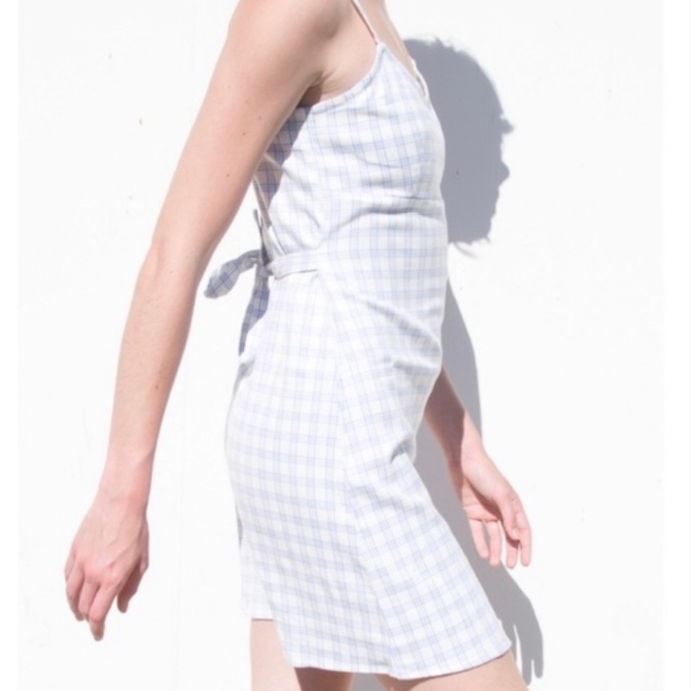 ★ Brandy Melville John Galt Colleen White Blue Paid Gingham Mini Dress ★ - Picture 8 of 14